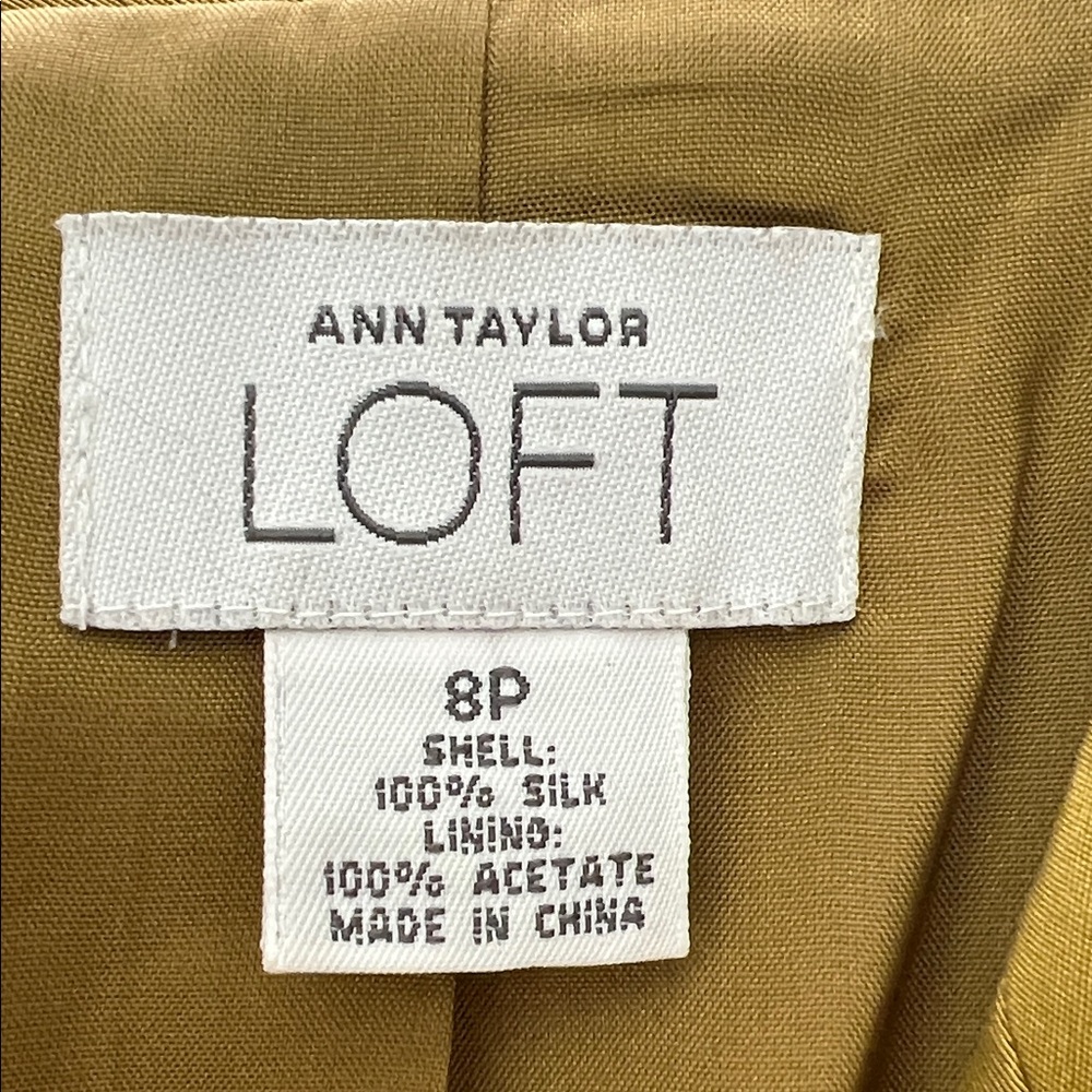 SILK BLAZER ANN TAYLOR LOFT Chartreuse Green Dupioni Silk comfortable holiday - Picture 9 of 15